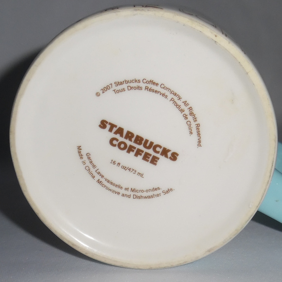 Starbucks Mug White Blue Brown Coffee 2007 - Picture 2 of 2